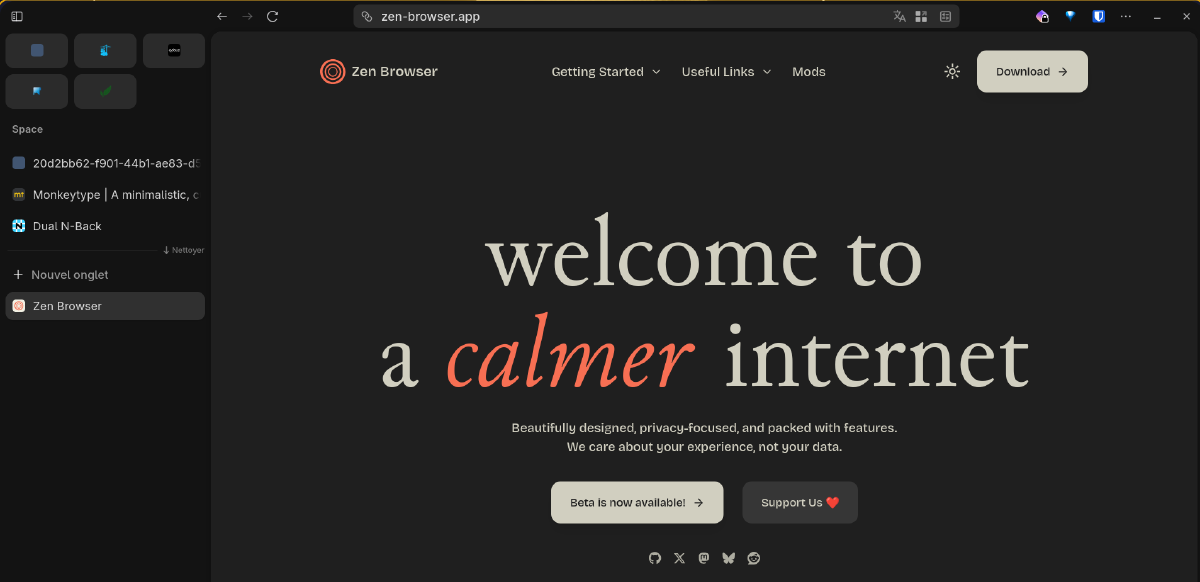 Zen est mon navigateur préféré - respectueux de la vie privée, rapide et moderne.